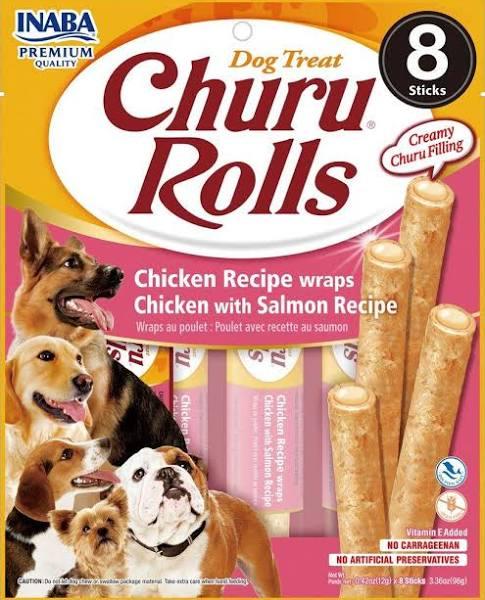 Inaba Churu Rolls Chicken Wraps with Salmon Recipe Dog Treats