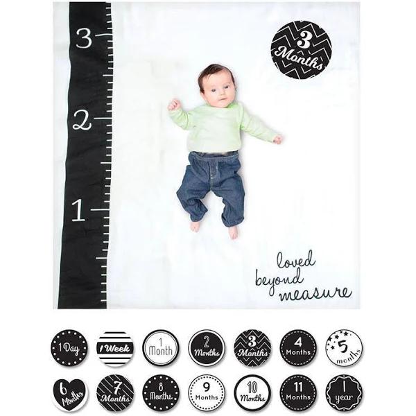 Lulujo Loved Beyond Measure Baby's First Year Blanket and Cards Set