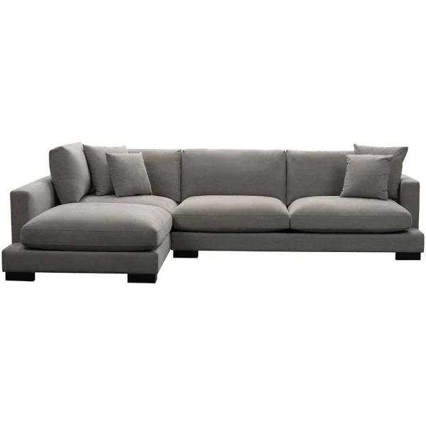 Royalty 3 Seater Sofa Fabric Uplholstered Left Chaise Lounge Couch - Grey