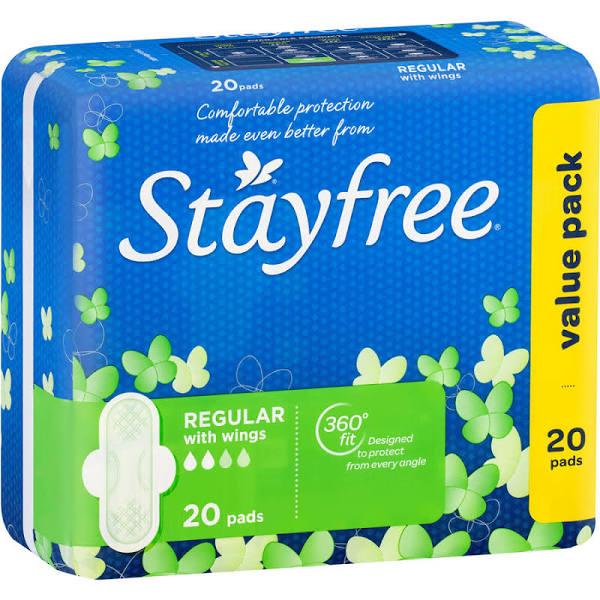 Stayfree Regular Pads with Wings 20 Pack