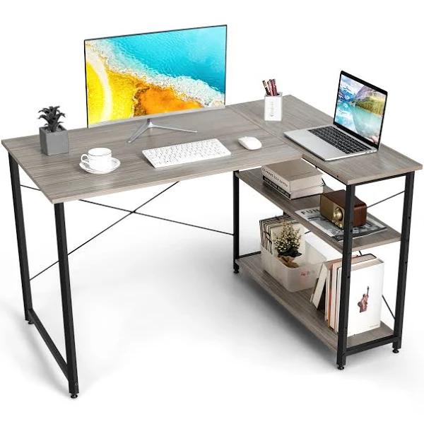 Giantex L-shaped Corner Computer Table Modern Home Office Writing Desk Grey