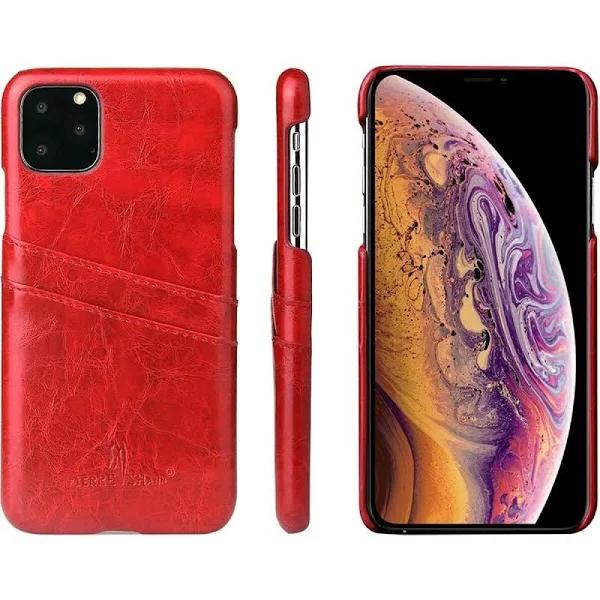 for iPhone 11 Case Deluxe Leather Wallet Back Shell Slim Cover Red