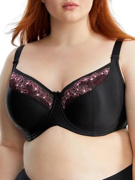 Elila Swiss Embroidered Underwire Balcony Bra - Black - 24g Black