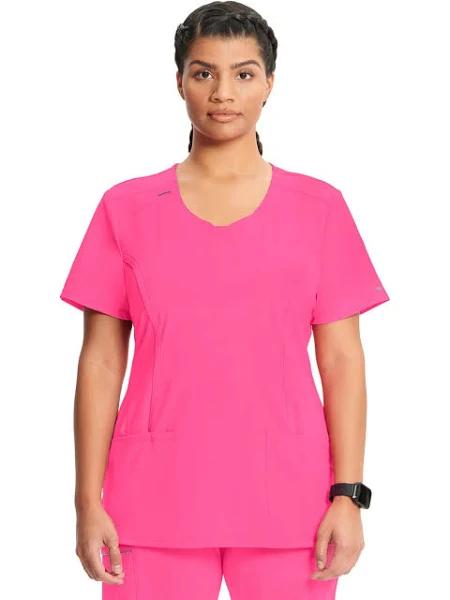 Cherokee Infinity 2624A Scrubs Top Womens Round Neck Carmine Pink