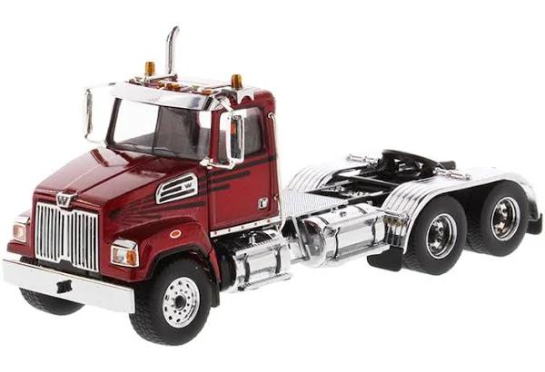 Diecast Masters Western Star 4700 SF Tandem Day Cab Tractor Metallic Red 1/50 Diecast Model