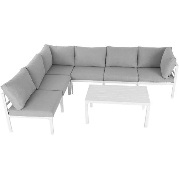 Outdoor White Modern 7 Piece Lounge Set