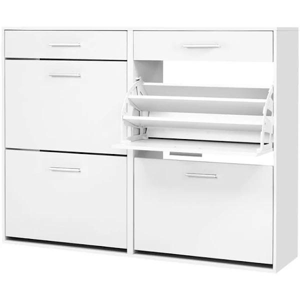 Shoe Rack Cabinet 36 Pairs Adjustable Shelves White Sara