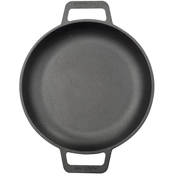 Victoria 10-inch Cast-Iron Round Skillet with Double Loop Handles, Made in Colombia, Black