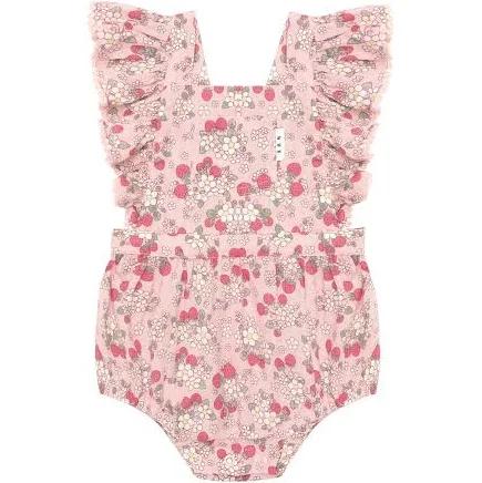 Huxbaby - Vintage Strawberry Frill Playsuit Blush - HB0143S24 6-12M