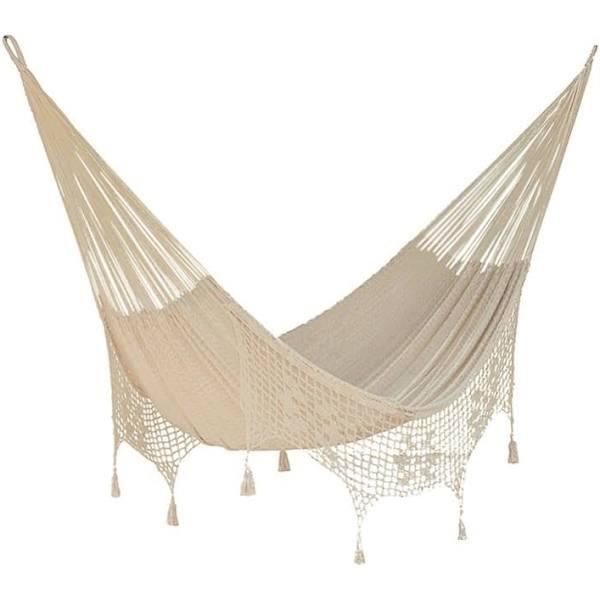 Deluxe Outdoor Cotton Mexican Hammock in Cream Colour Queen Size