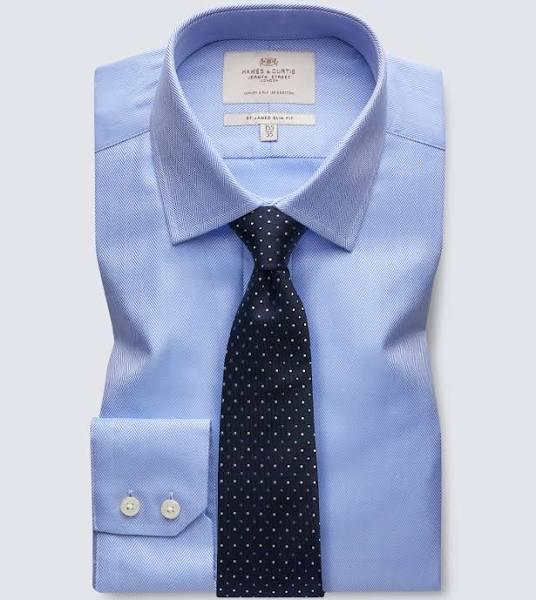 Hawes & Curtis Blue Herringbone Slim Shirt