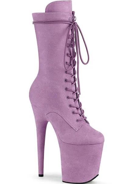 Pleaser FLAMINGO-1050FS Lilac Faux Suede Mid-Calf Boot Size 9