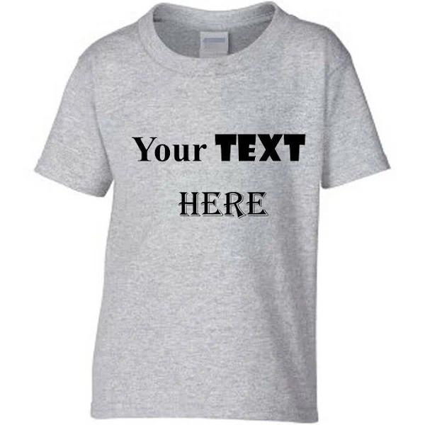 Personalised Customised Boys Girls Kids Custom Printed Text T-Shirt Printing Tee Grey / Large / 4T / 3-4 Yo