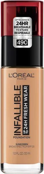 L'Oreal Paris Makeup Infallible Up to 24 Hour Fresh Wear Lightweight Foundation, Golden Amber, 1 fl oz.