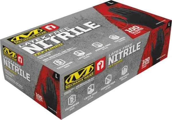 Mechanix Wear Black Nitrile Disposable Gloves 100pk Med