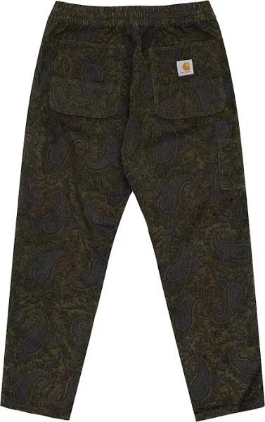 Carhartt WIP Flint Paisley Regular Tapered Corduroy Pants in Green