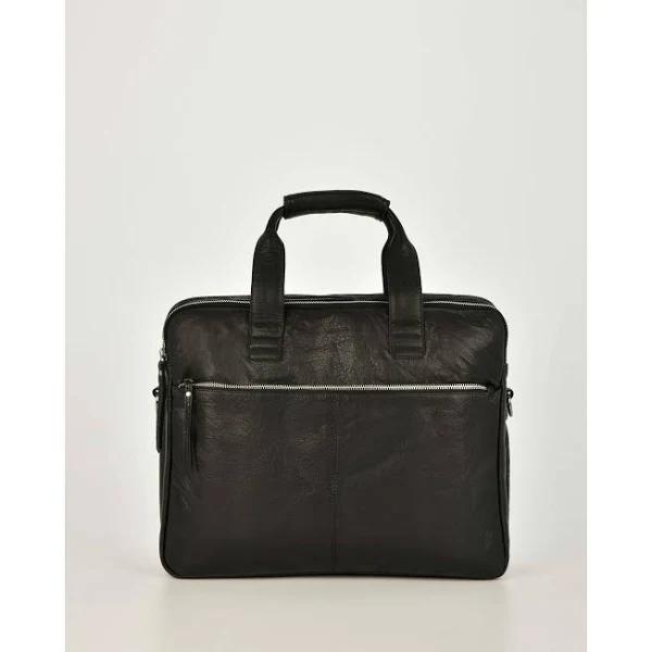 Cobb & Co Lawson Soft Leather Briefcase - Black - AfterPay & zipPay Available