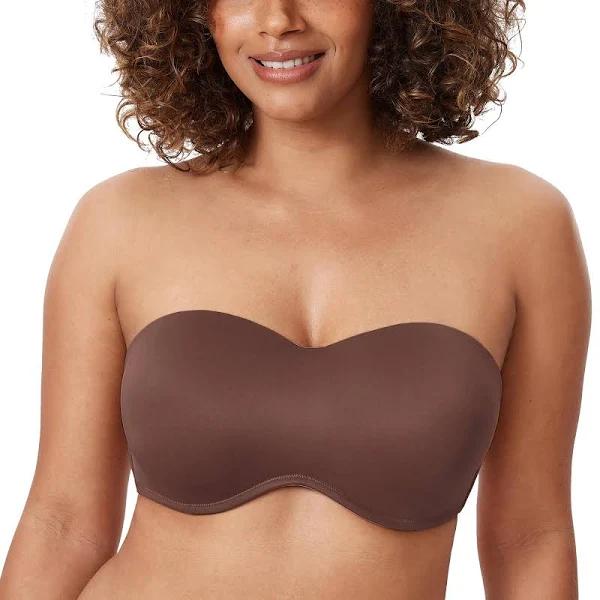 DELIMIRA Womens Seamless Underwire Bandeau Minimizer Strapless Bra for Big Busted Women