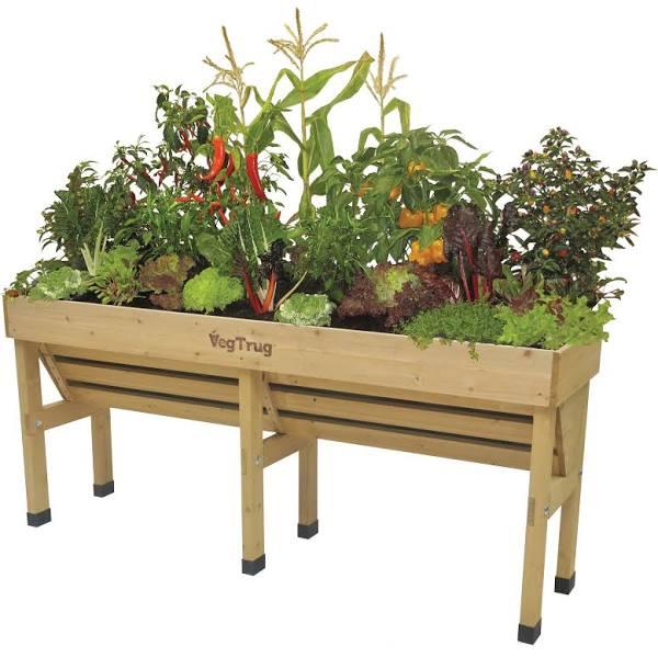 VegTrug Wooden Raised Planter Natural - Wallhugger Medium