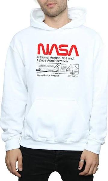 NASA Mens Space Shuttle Hoodie (White) (S)