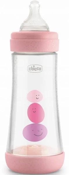 Chicco Perfect5 Silicone Bottle 300ml Fast Flow 4m+ Pink