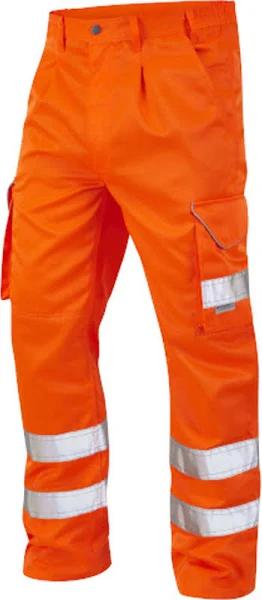 Yoko Mens Hi Vis Polycotton Cargo Trousers with Knee Pad Pockets Orange 40L