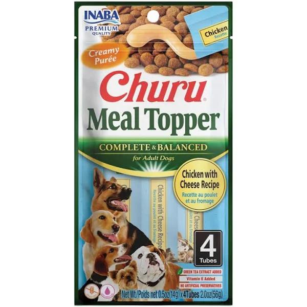 Inaba Churu Dog Meal Topper - Chicken with Cheese - 56g (4 Tubes)