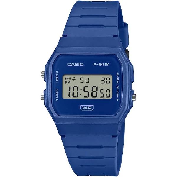 Casio Pop Digital Blue Bio Based Resin Strap Quartz F-91WB-2A1 Unisex Watch