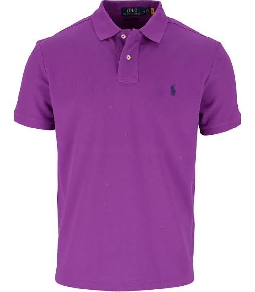 Polo Ralph Lauren Custom Slim Fit Mesh Polo Shirt Paloma Purple/Navy M