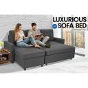 Sarantino 3-Seater Corner Sofa Bed Lounge Storage Chaise Couch - Grey