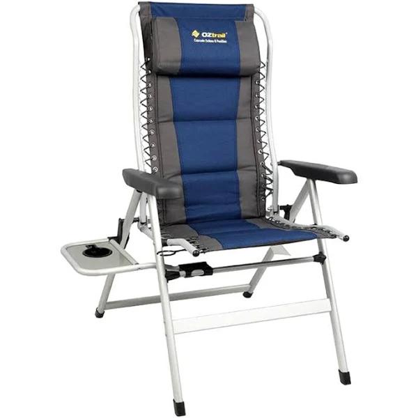 Oztrail Cascade Deluxe 8 Position Recliner Chair with Side Table