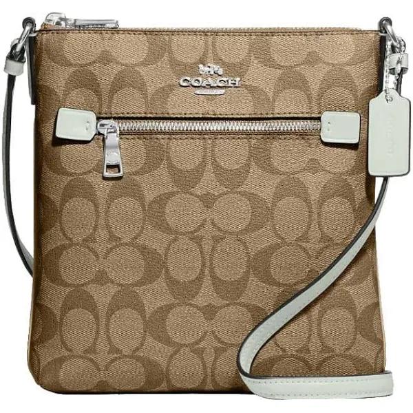 Coach Rowan Signature Mini File Bag Crossbody Khaki Light Sage