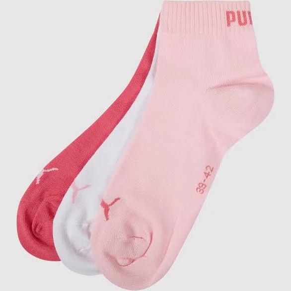 Puma Quarter Training Socks (3 Pairs) Pink 2.5-5