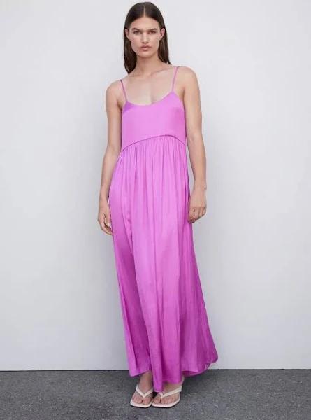 Mango - Satin Gown Fuchsia - M - Woman