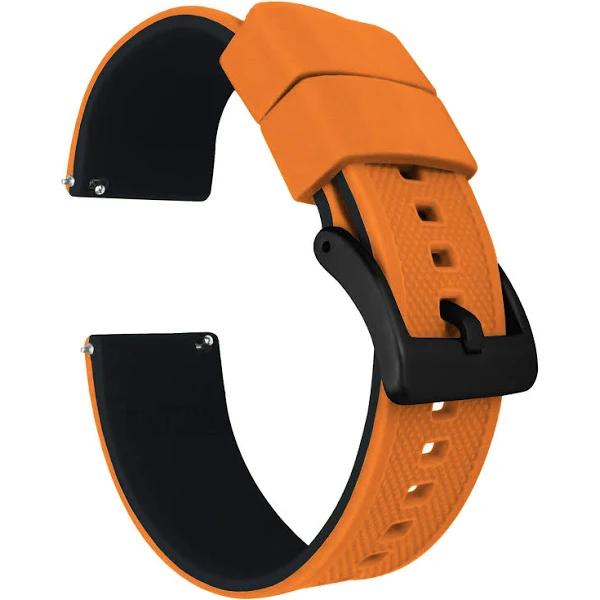 Elite Silicone Watch Band / Strap For Samsung Galaxy Watch in Pumpkin Orange/Black w/ Black Buckle, Width 46mm | Barton