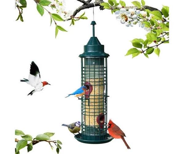 BF002 Garden Outdoor Hanging Metal Automatic Bird Feeder(Green)