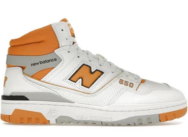 New Balance White & Orange 650 Sneakers