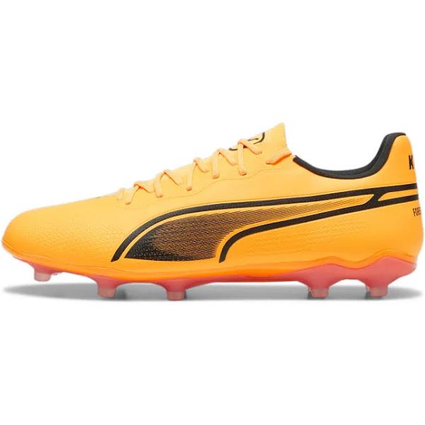 King Pro FG/AG Unisex Football Boots in Sun Stream/Black/Sunset Glow, Size 4.5, Textile by Puma