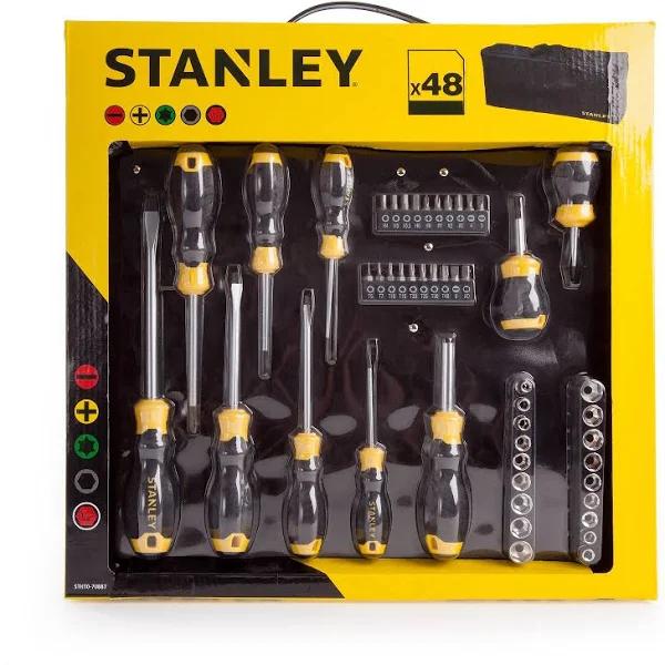 Stanley STHT0-70887 Screwdriver Socket and Bit Set With Bag 48 Piece, 0 V, Yellow/Black