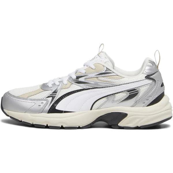 Milenio Tech Unisex Sneakers in Warm White/White/Silver, Size 14 by Puma