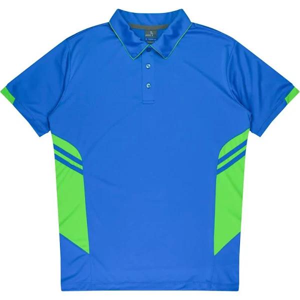 Aussie Pacific - Mens Tasman Polo Shirt - Cyan/Neon/Green