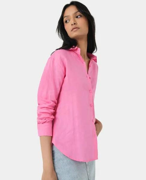 Forcast Women's Khalo Linen Buttoned Shirt - Pink - 8