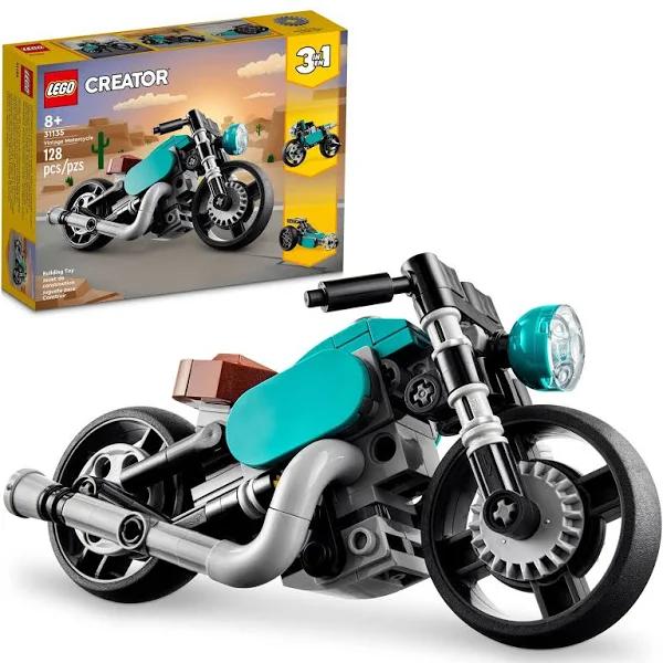 LEGO Creator 3 in 1 Vintage Motorcycle Set 31135, Classic Motorcycle Toy to Street Bike to Dragster Car, Vehicle Building Toys For Kids, Boys and