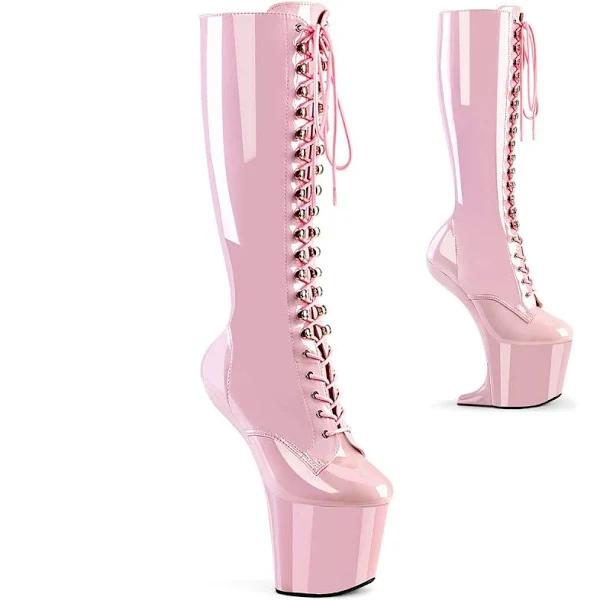 Pleaser CRAZE-2023 Baby Pink Knee Boots Size 12