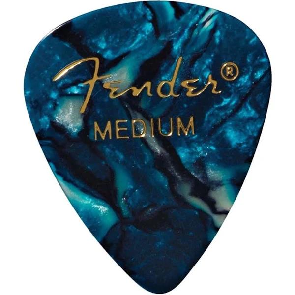 Fender Premium Celluloid Guitar Picks 351 Shape, Ocean Turquoise, Medium, 12-Pack