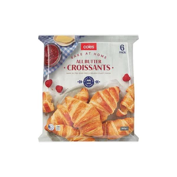 Coles Frozen Bake at Home Butter Croissants 6 Pack 360g