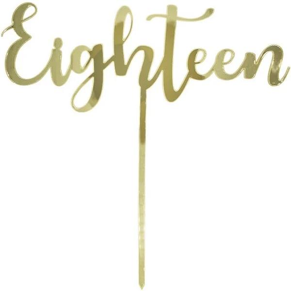 Eighteen Cake Topper - Gold