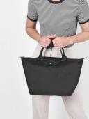 Longchamp Medium Le Pliage Green Tote Bag - Black