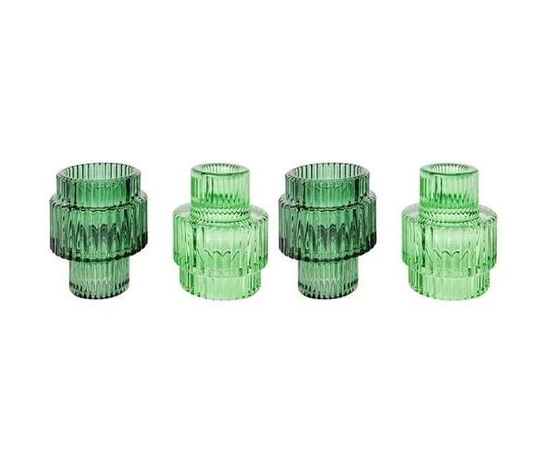 2x Urban Products Kinkora Home Decor Decorative Glass Candle Holder Green 10cm