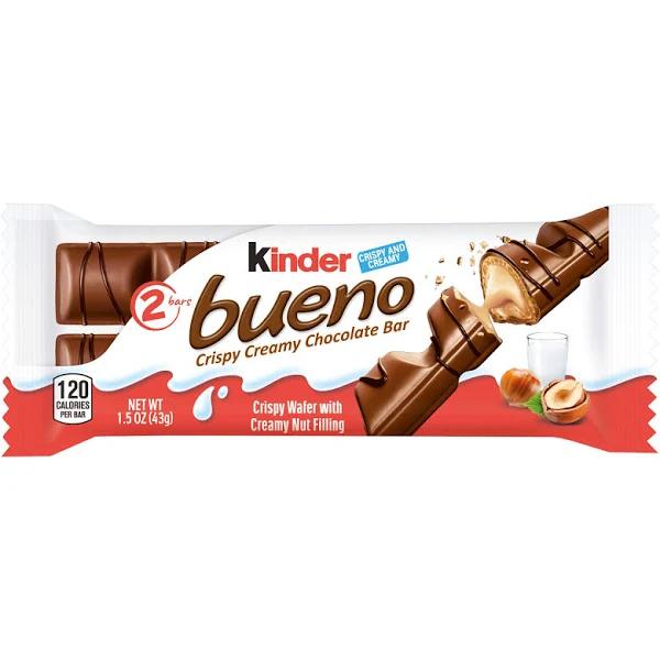 Kinder BUENO Milk Chocolate and Hazelnut Cream Candy Bar Pack, 1.5 oz